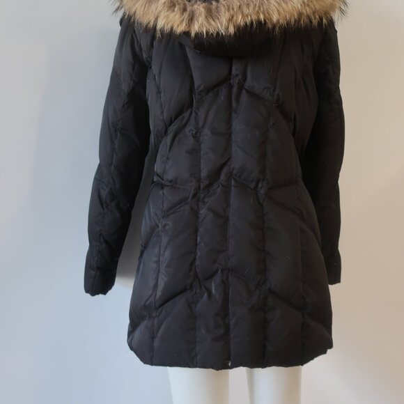 Womens Andrew Marc Black Down Coat W/Raccoon Fur Hood L - Picture 5 of 10